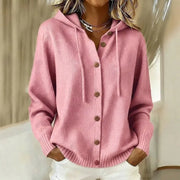 Emanora - Gemütlicher Kapuzen-Cardigan mit Knopfleiste – Rosa
