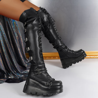 Overknee Stiefel Damen | Mittlerer Blockabsatz mit Schaft