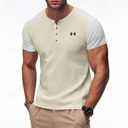 Herren Henley-T-Shirt mit Kontrastfarben – Khaki