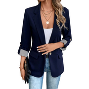 Neravelle - Taillierter Blazer mit aufkrempelbaren Ärmeln – Marineblau