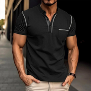 Dennis | Herren Henley Shirt Mit Kontrast Casual – Schwarz