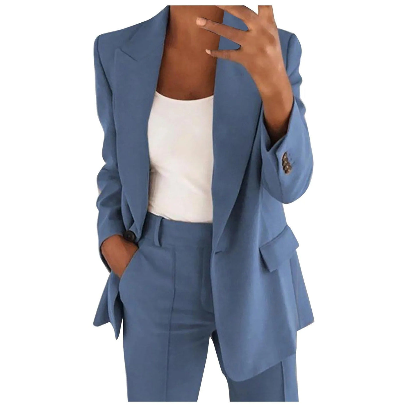 MiraSet - Damen-Anzug-Set mit Blazer und Hose in Uni-Farbe