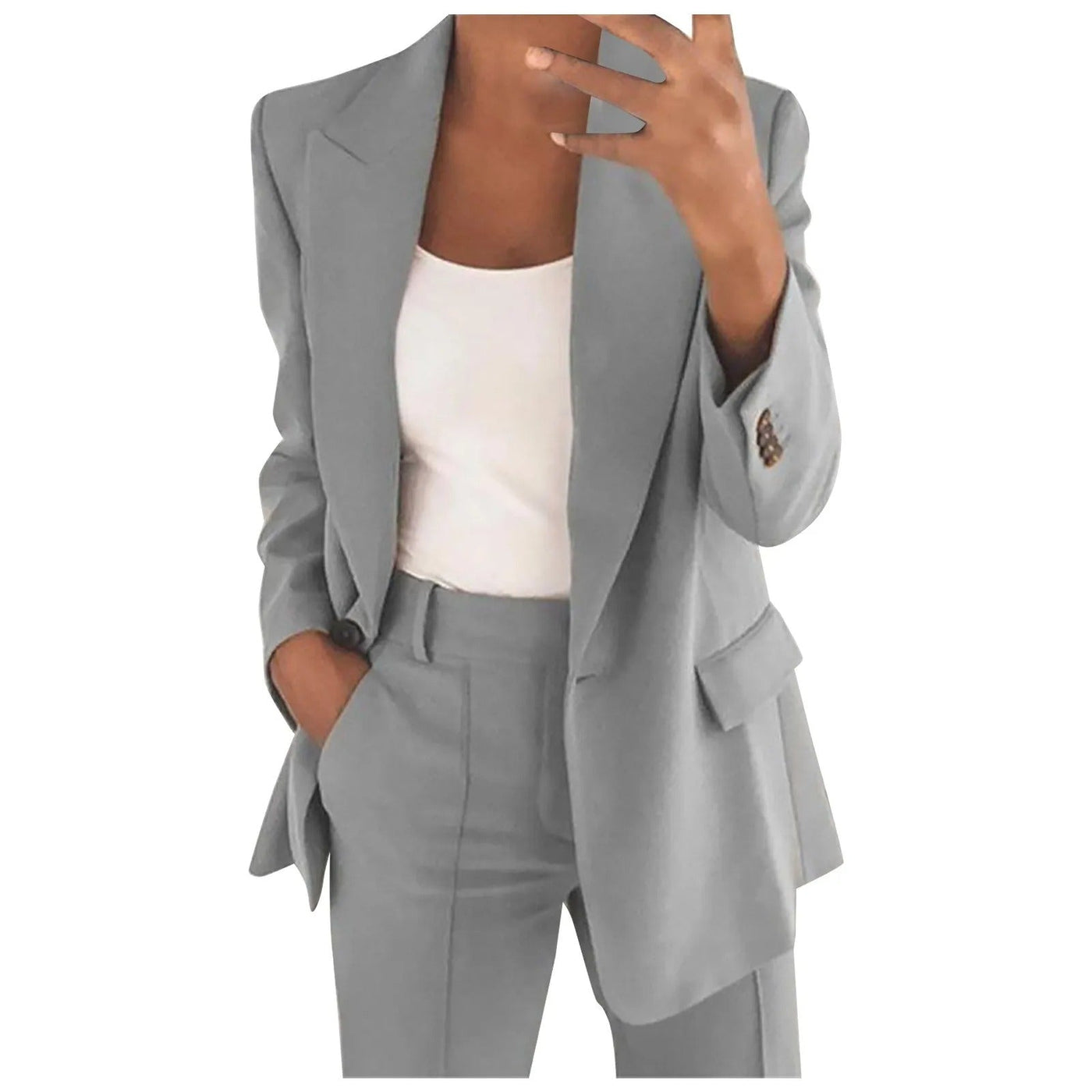 MiraSet - Damen-Anzug-Set mit Blazer und Hose in Uni-Farbe