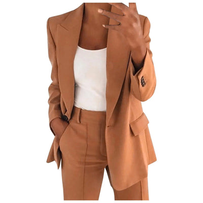 MiraSet - Damen-Anzug-Set mit Blazer und Hose in Uni-Farbe