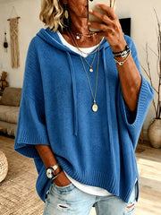 Celandria - Oversized Kurzarm-Hoodie in Soft-Touch-Qualität – Blau
