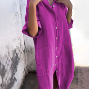 Dilan | Damen Sommerkleid Maxi Lang Boho Mit Knöpfen – Lila
