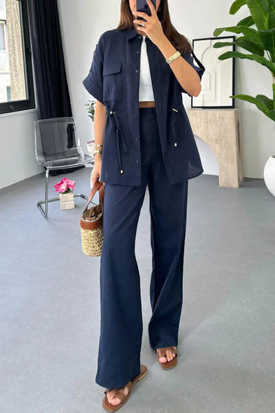 Zweiteiliges Set mit Kordelzug | Weites Bein | Lässig und Elegant