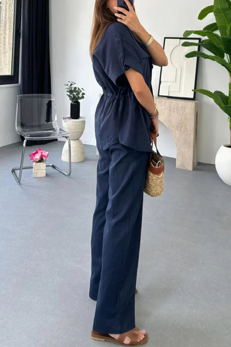 Zweiteiliges Set mit Kordelzug | Weites Bein | Lässig und Elegant