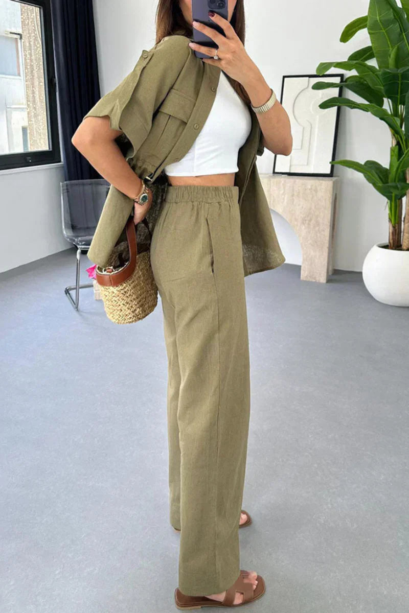 Zweiteiliges Set mit Kordelzug | Weites Bein | Lässig und Elegant