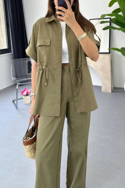 Zweiteiliges Set mit Kordelzug | Weites Bein | Lässig und Elegant