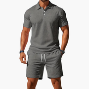 Dirk | Herren Sommer Set Poloshirt Shorts – Hellgrau