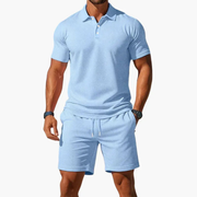 Dirk | Herren Sommer Set Poloshirt Shorts – Hellblau