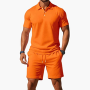 Dirk | Herren Sommer Set Poloshirt Shorts – Orange