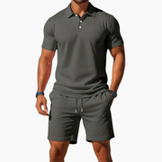 Dirk | Herren Sommer Set Poloshirt Shorts – Grau