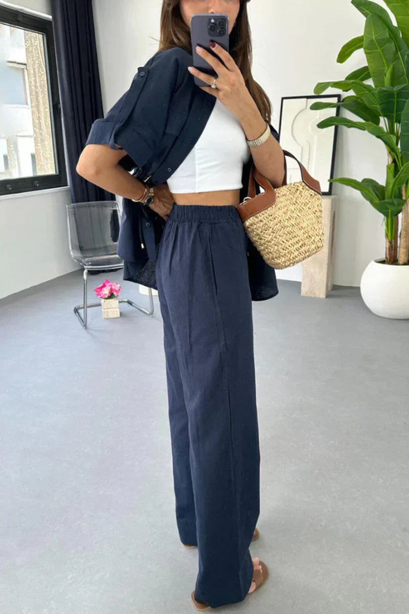 Zweiteiliges Set mit Kordelzug | Weites Bein | Lässig und Elegant