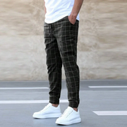 Karlo | Herren Karo-Jogger Slim Fit Freizeithose Sommer – Schwarz