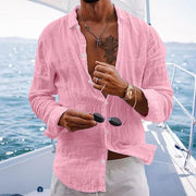 Niko | Herren hemd, offener Kragen Langarm casual – Rosa