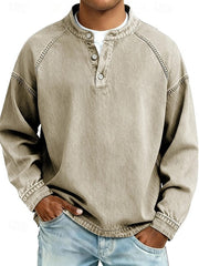 Amir | Herren Gewaschenes Langarmshirt – Washed Look Shirt Langarm 2026 – Khaki