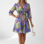 Maelona - Minikleid mit floralen Smock-Details in Soft-Touch-Qualität – Florales Lila