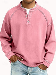 Amir | Herren Gewaschenes Langarmshirt – Washed Look Shirt Langarm 2026 – Rosa