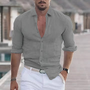 Enzo | Herren hemd Langarm, Casual Sommerhemd mit Kragen – Grau