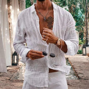 Niko | Herren hemd, offener Kragen Langarm casual – Weiß
