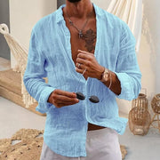 Niko | Herren hemd, offener Kragen Langarm casual – Himmelblau