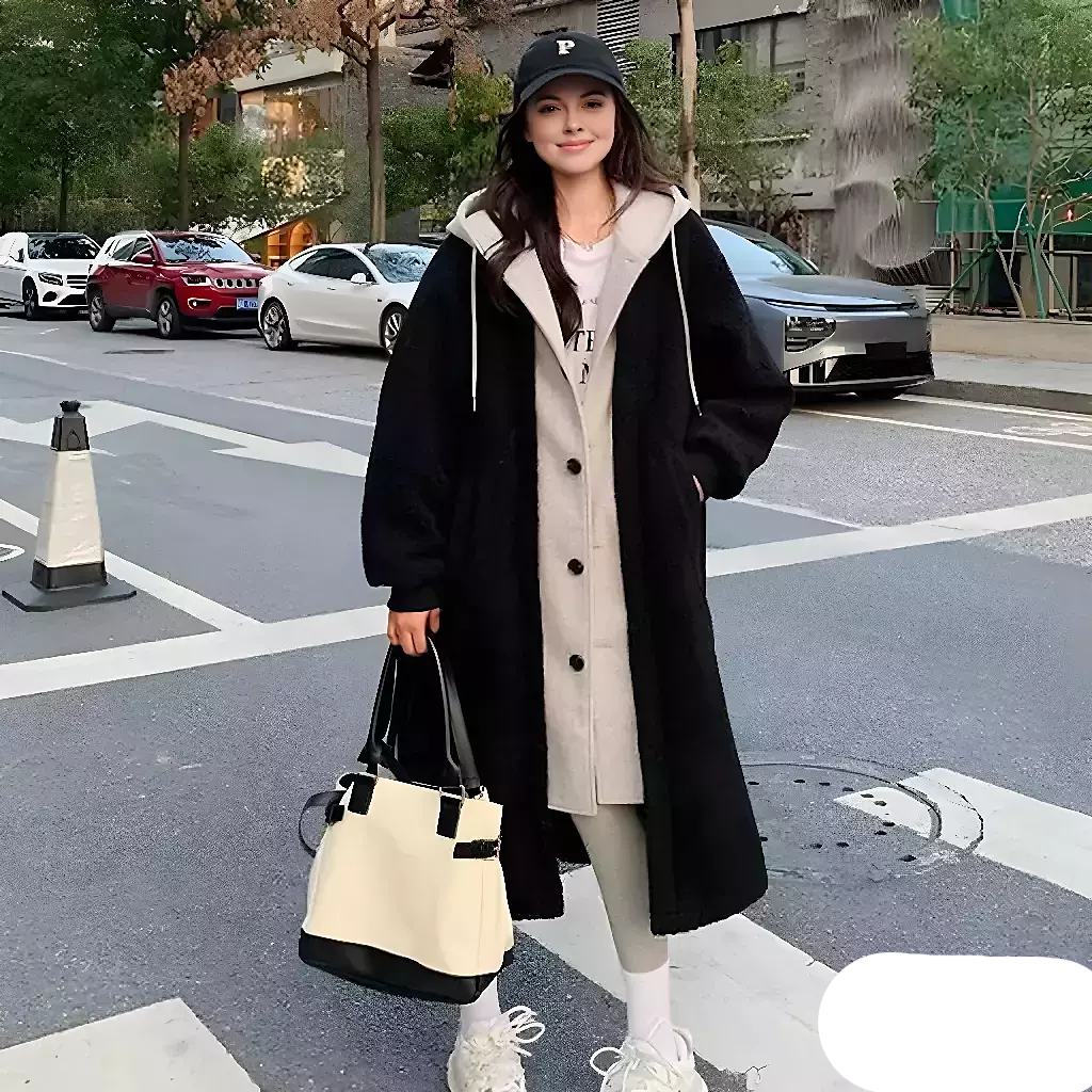 Marisol - Stilvolle Kapuzenjacke mit Zweifarbdesign & Knopfverschluss