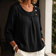Brionelle - Bluse aus Leinen mit weichem Griff – Schwarz