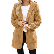 Zinnabelle - flauschige Kapuzenstrickjacke – Braun