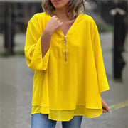 Brinavelle - Fließende Chiffon-Tunikabluse – Gelb