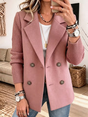 Adalene - Doppelreihiger Blazer mit Strickärmeln – Rosa