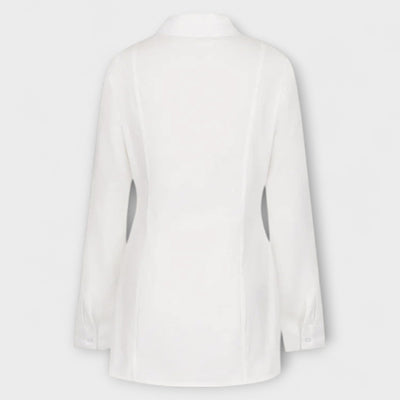 Indie - Langärmliges weißes plissiertes Hemdkleid