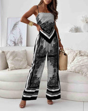 Helen | Urlaubstaugliches, stilvolles Schnür-Weste und Hose Zwei-Teile-Set Kleid – Schwarz