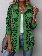 Miressia - Strickjacke mit Animal-Print und Knopfleiste – Grasgrün