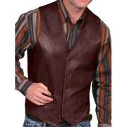 Eadric | Herren Trachtenweste im Western Stil – Burgunder