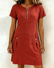 Sommerfeld | Damen-Etui-Kleid, kurzärmelig – Rot