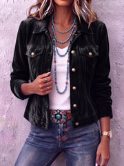 Amandria - Jacke mit Vintage-Waschung und Knopfleiste – Schwarz