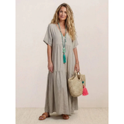 Ekaterina | Damen Sommerkleid Maxi Boho Modern – Apricot