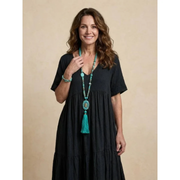 Ekaterina | Damen Sommerkleid Maxi Boho Modern – Schwarz