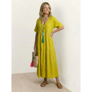 Ekaterina | Damen Sommerkleid Maxi Boho Modern – Gelb