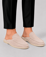 Elegante Herren Loafer Mit Offener Ferse – Cremeweiß