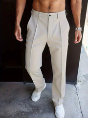 Elegante Herren Pantalon mit Geradem Bein – Hellgrau