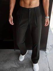 Elegante Herren Pantalon mit Geradem Bein – Schwarz