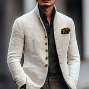 Fabian | Eleganter taillierter Herren-Cardigan mit Knopfleiste – Weiß