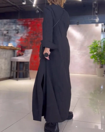 Elegantes Damen Maxikleid mit Seitenschlitz und Kragen