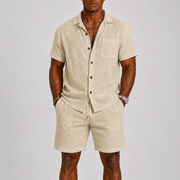 Elegantes Herren Sommer Set Mit Kurzarm Hemd – Beige