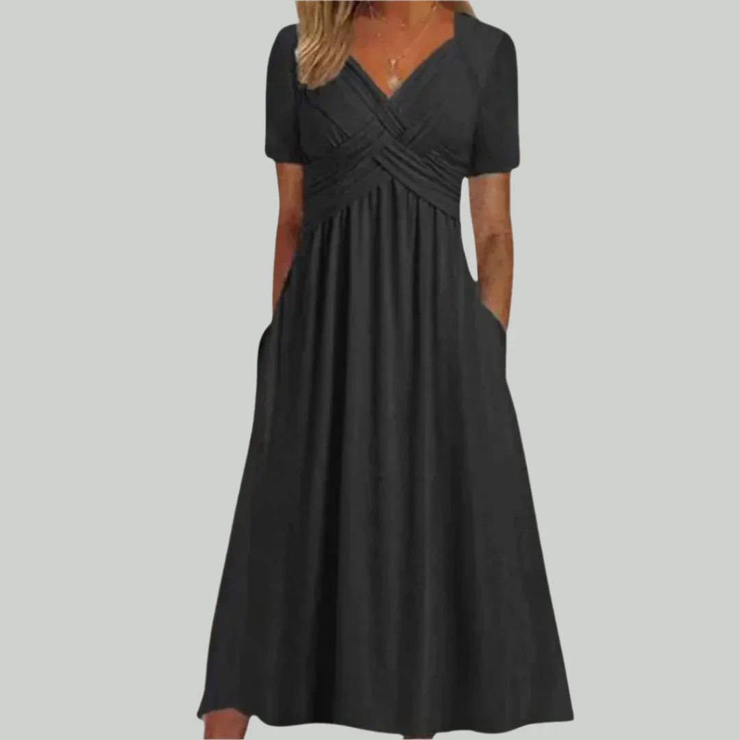 Betty | Elegantes Schwarzes Kleid | Midi