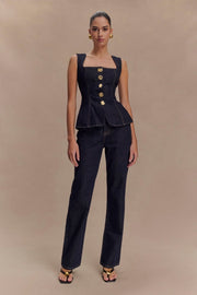 Elegantes Zweiteiler Set Weste Hose – Denim