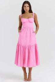Elia | Damen Midi Kleid – Zartes Feminines Kleid für Sommer & Alltag 2026 – Rosa